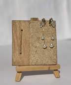 Elegant Gold Leaf Pearl Dangle Earrings. MAYA LUXE.