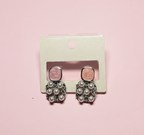 Vintage Pink Enamel & Pearl Cluster Stud Earrings. MAYA LUXE.